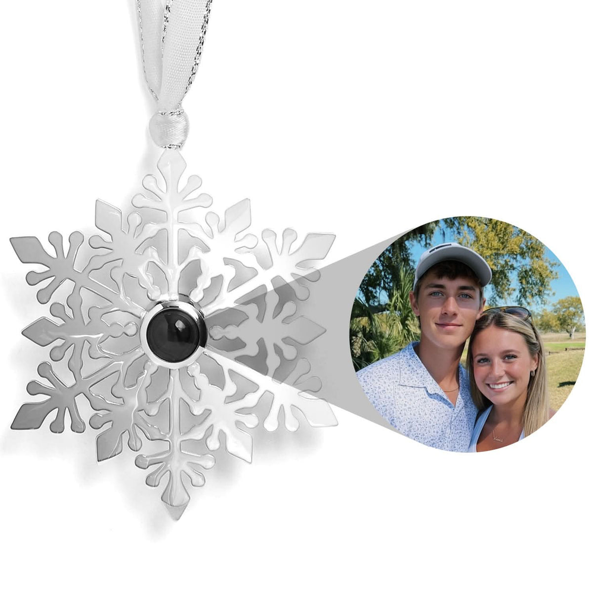 Adorno de copo de nieve de filigrana personalizado
