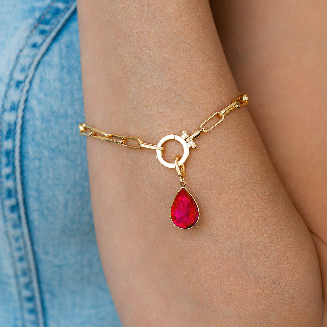 Charm de lágrima con piedra de nacimiento