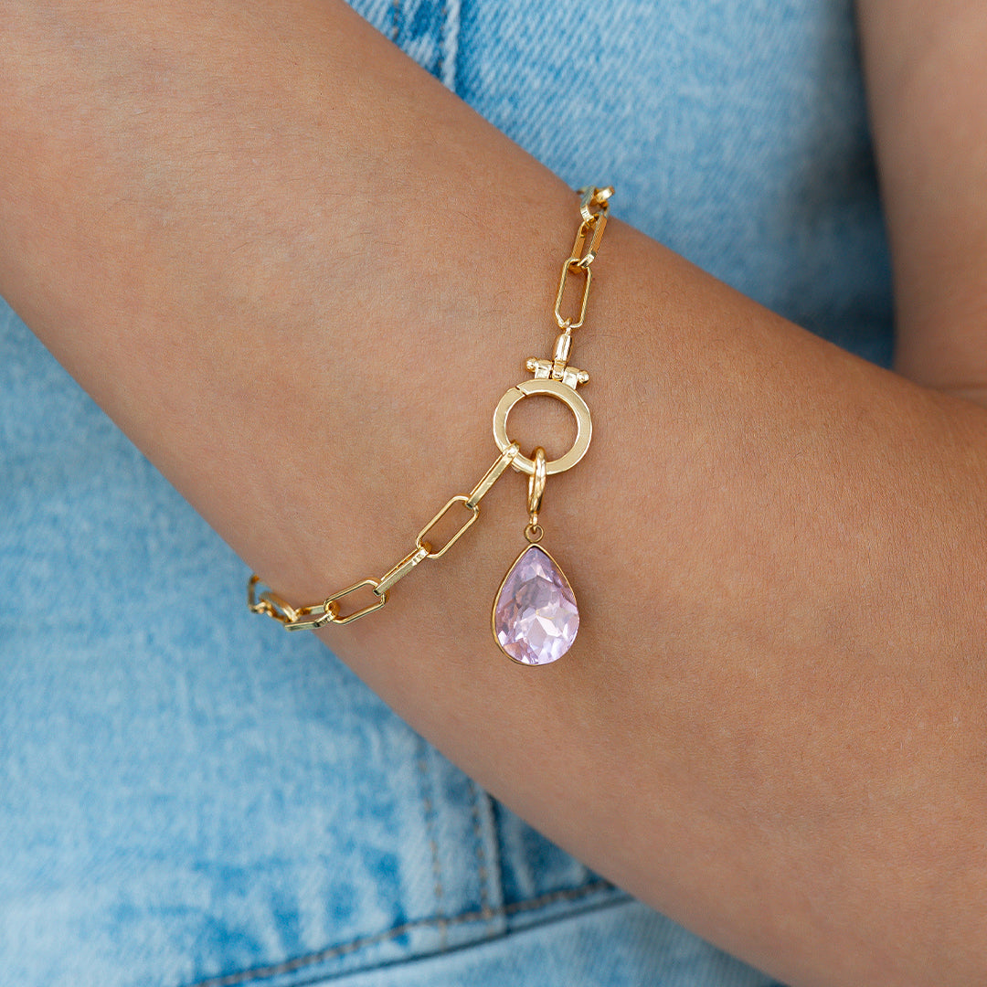 Charm de lágrima con piedra de nacimiento