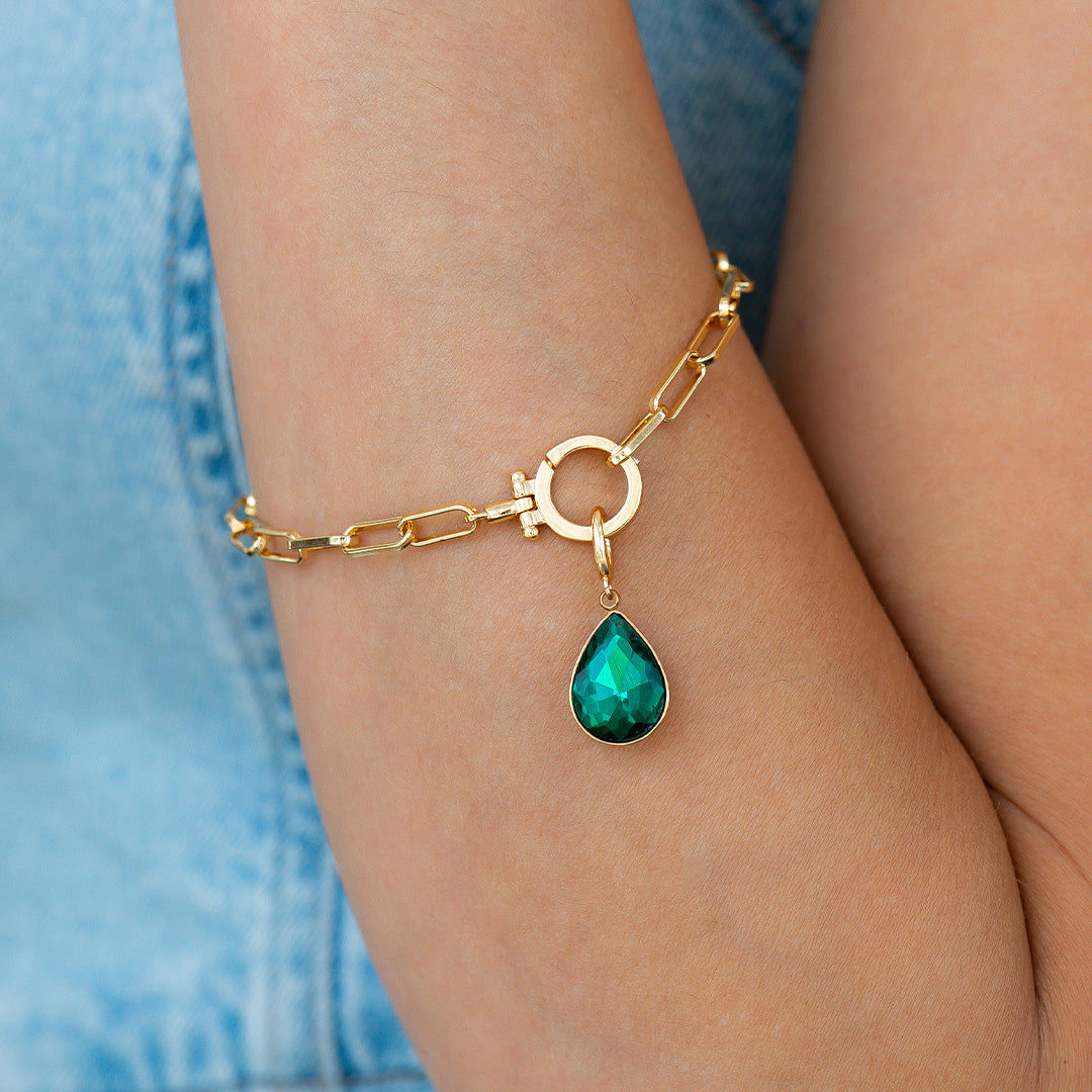 Charm de lágrima con piedra de nacimiento