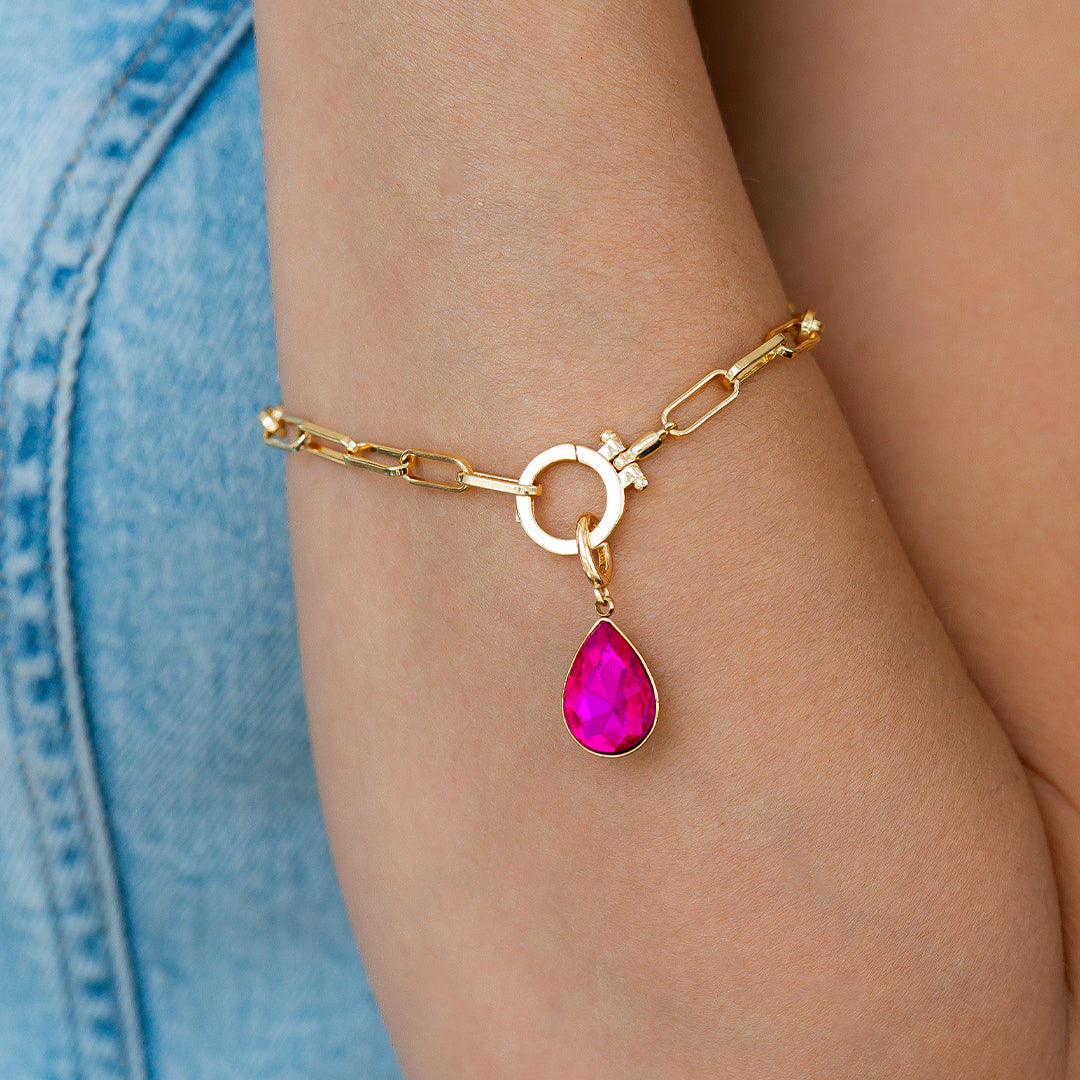 Charm de lágrima con piedra de nacimiento