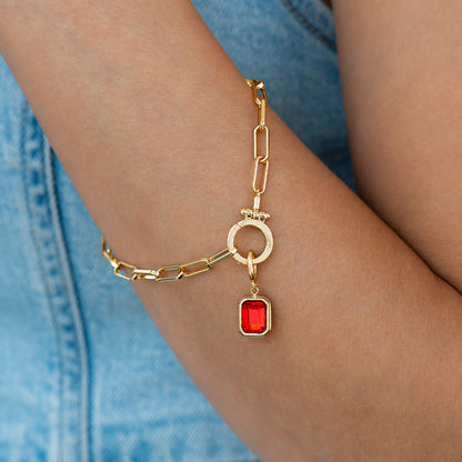 Charm con piedra de nacimiento talla baguette
