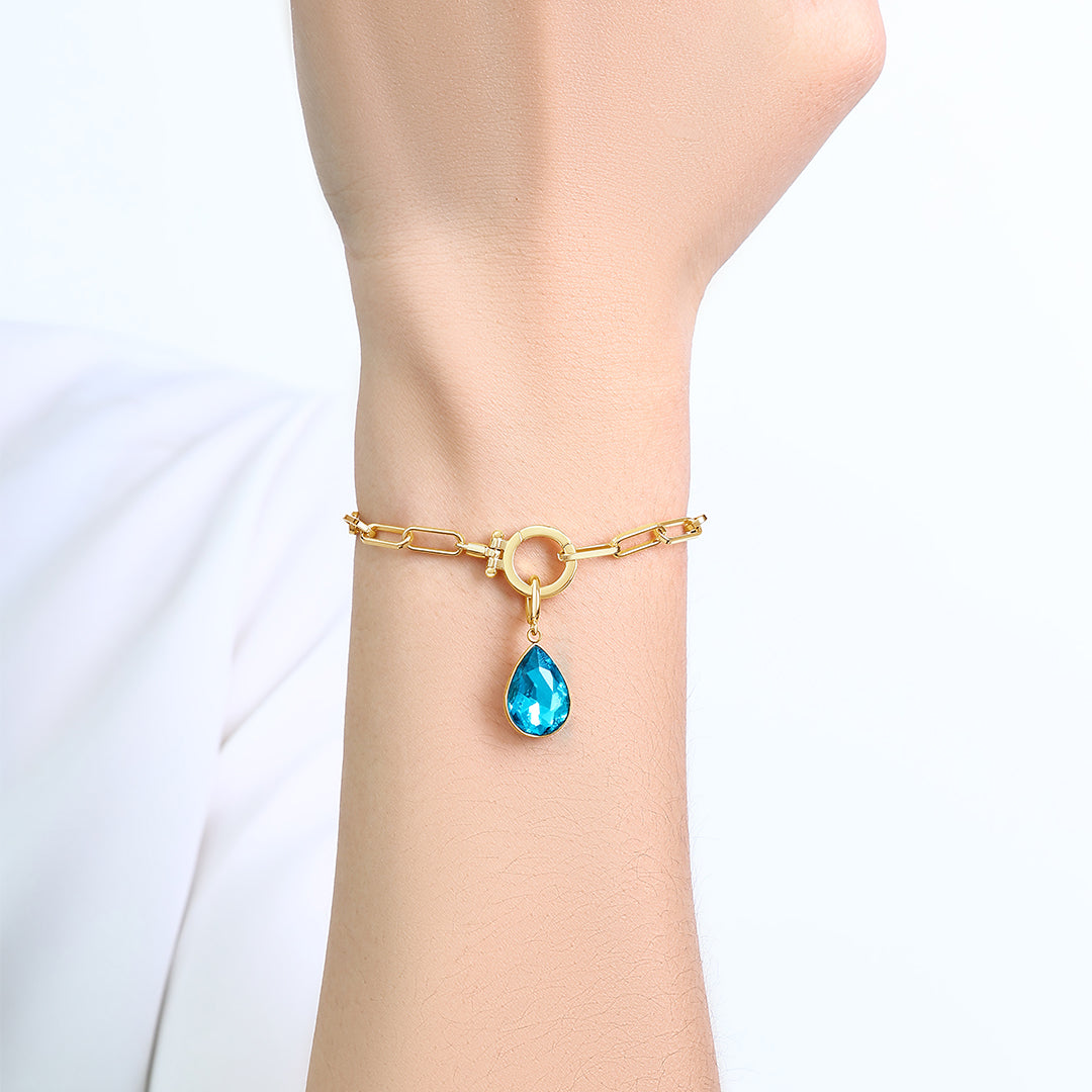 Charm de lágrima con piedra de nacimiento