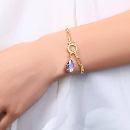 Charm de lágrima con piedra de nacimiento