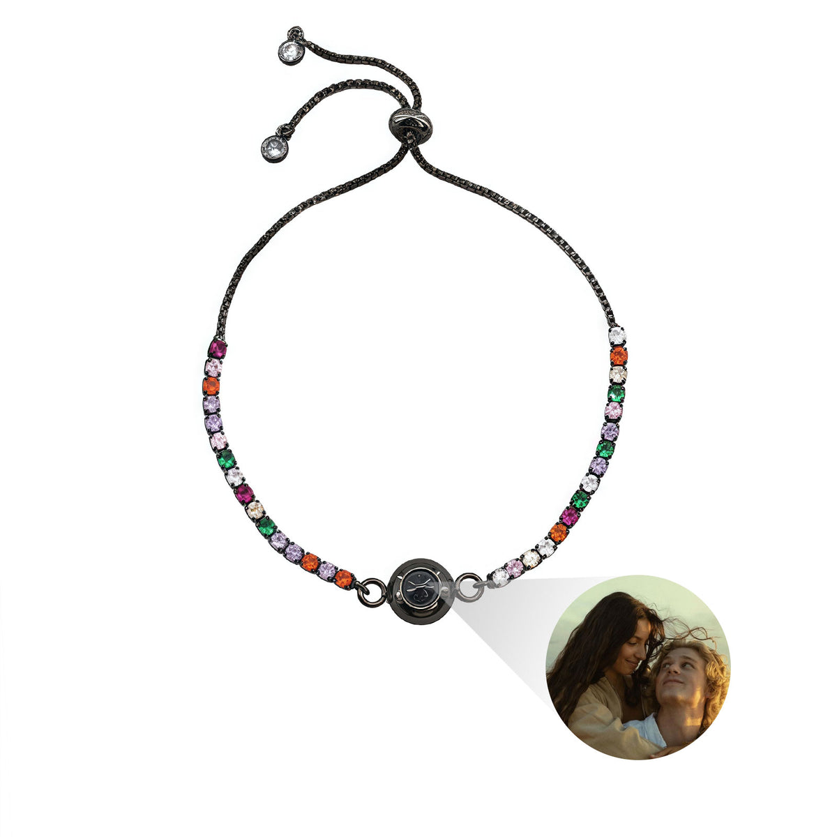 Pulsera de proyección de circonitas de color