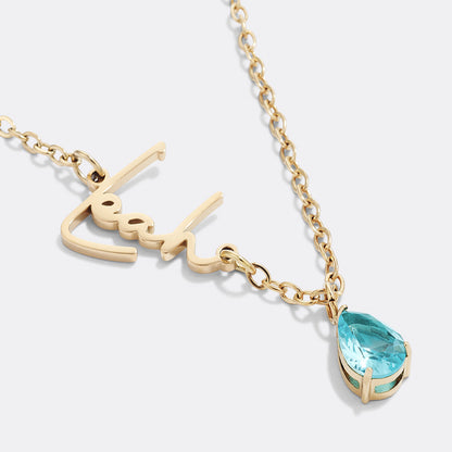 Collar con nombre de piedra de nacimiento hecho a mano