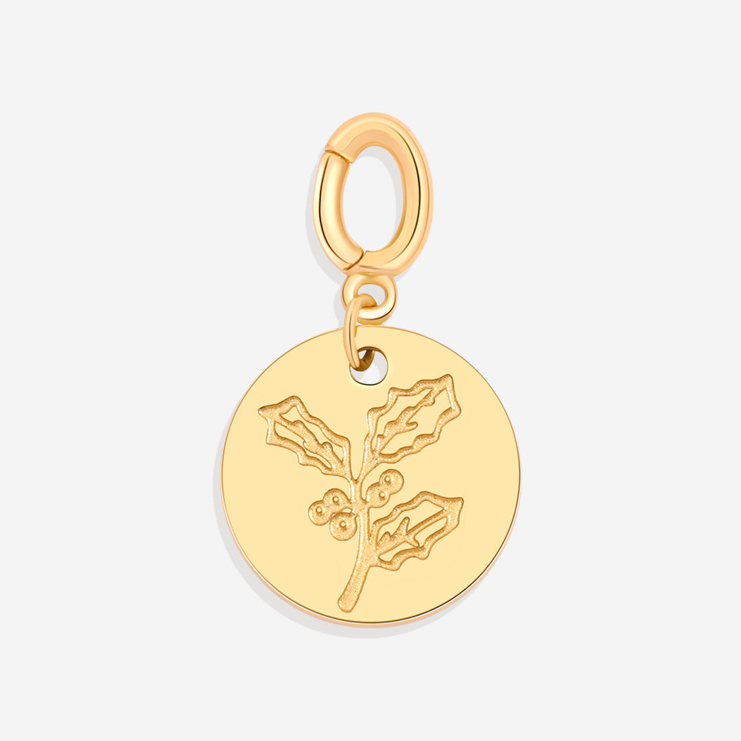 Charm de disco grabado con flor de nacimiento