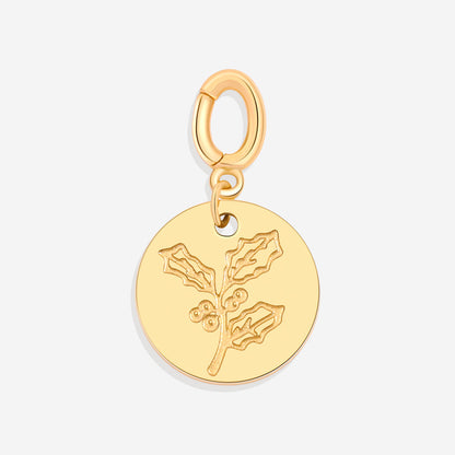 Charm de disco grabado con flor de nacimiento