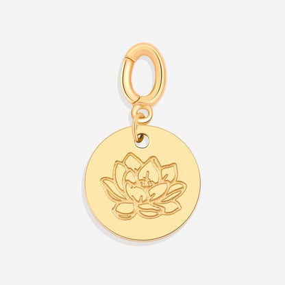 Charm de disco grabado con flor de nacimiento