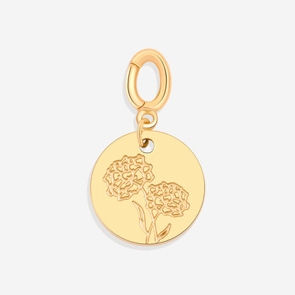 Charm de disco grabado con flor de nacimiento