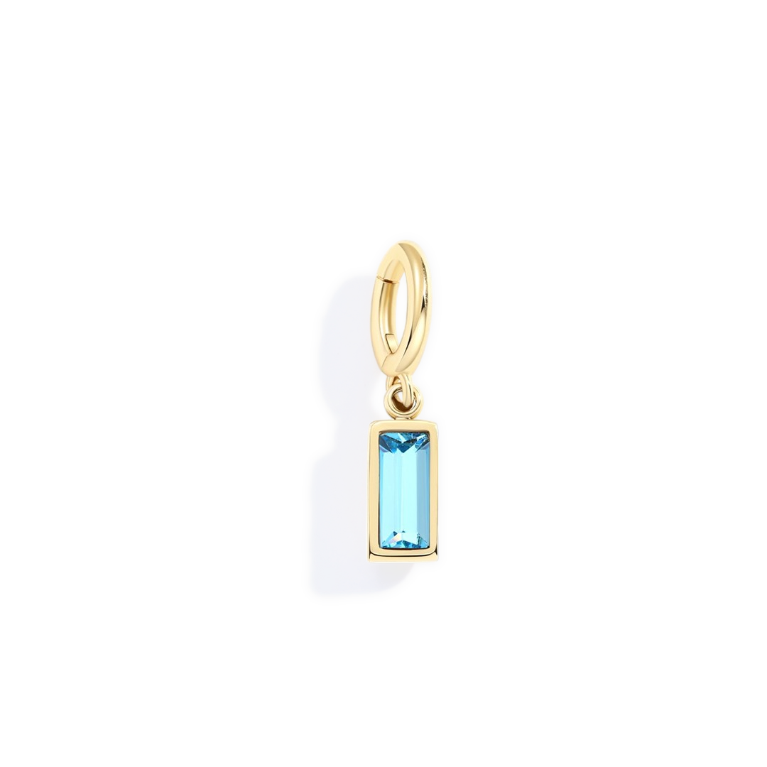 Charm delicado con piedra de nacimiento talla baguette