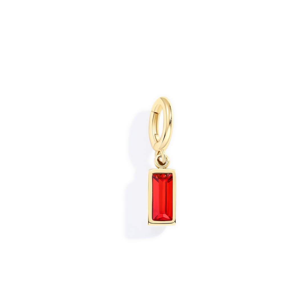 Charm delicado con piedra de nacimiento talla baguette