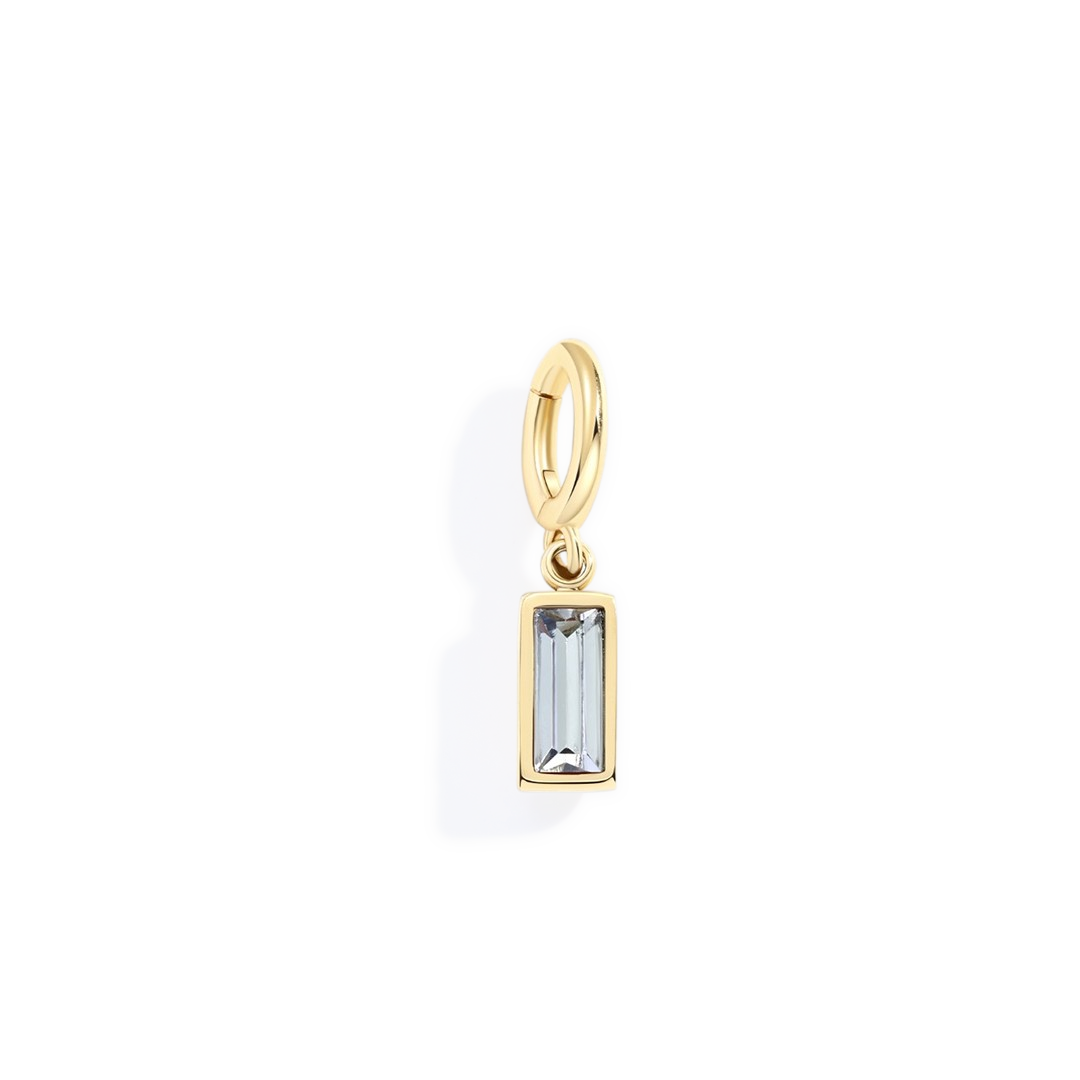 Charm delicado con piedra de nacimiento talla baguette