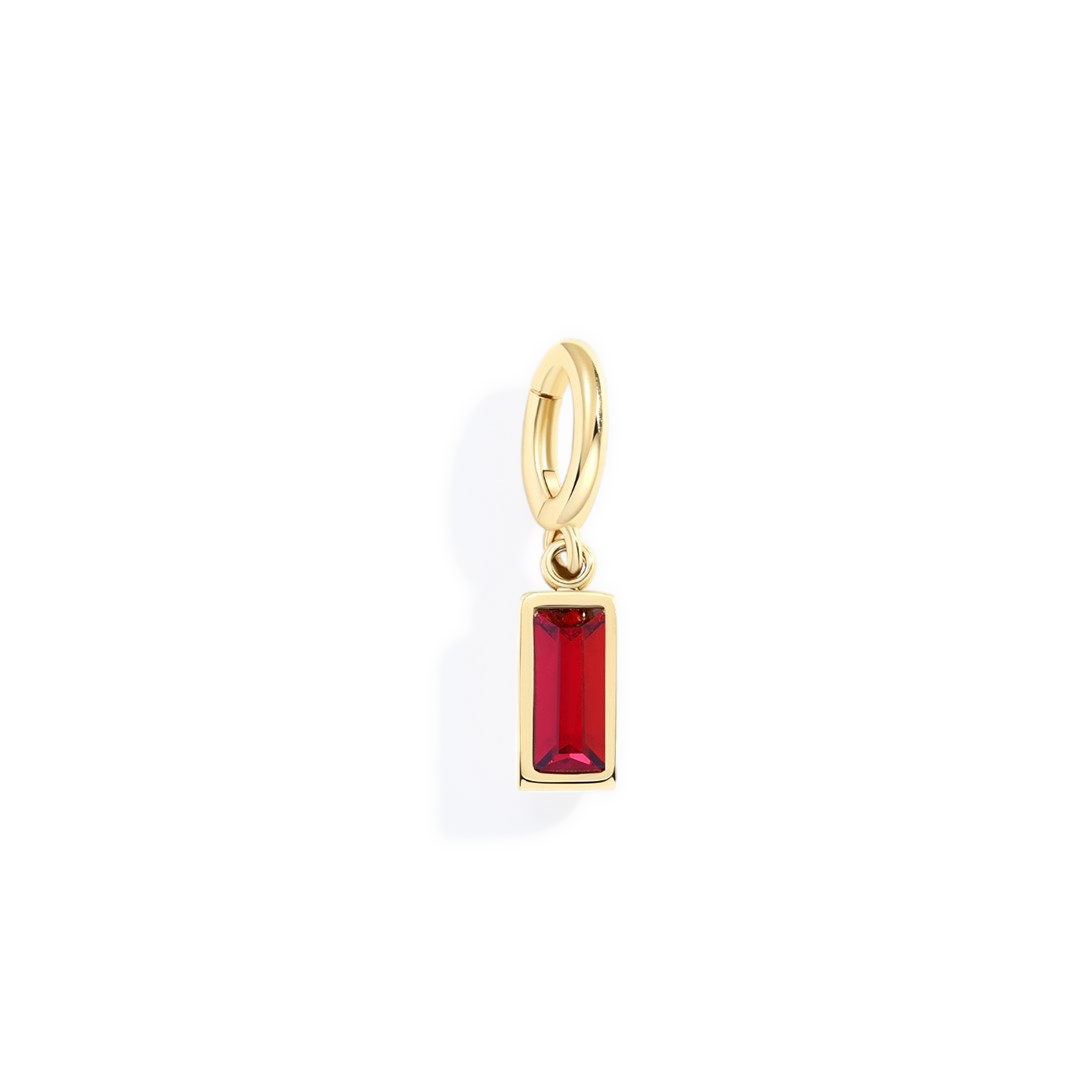 Charm delicado con piedra de nacimiento talla baguette