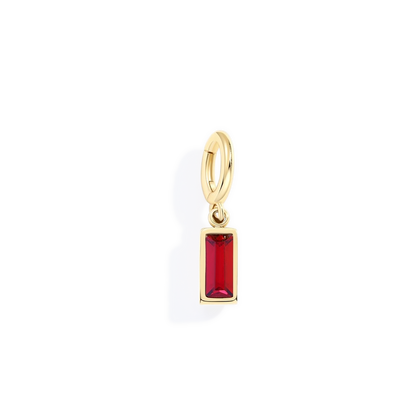 Charm delicado con piedra de nacimiento talla baguette