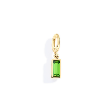 Charm delicado con piedra de nacimiento talla baguette