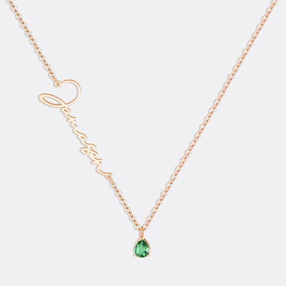 Collar con nombre de piedra de nacimiento hecho a mano