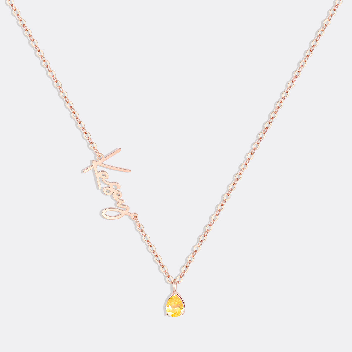 Collar con nombre de piedra de nacimiento hecho a mano
