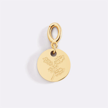 Charm de disco grabado con flor de nacimiento