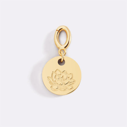 Charm de disco grabado con flor de nacimiento