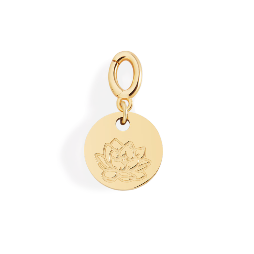 Charm de disco grabado con flor de nacimiento