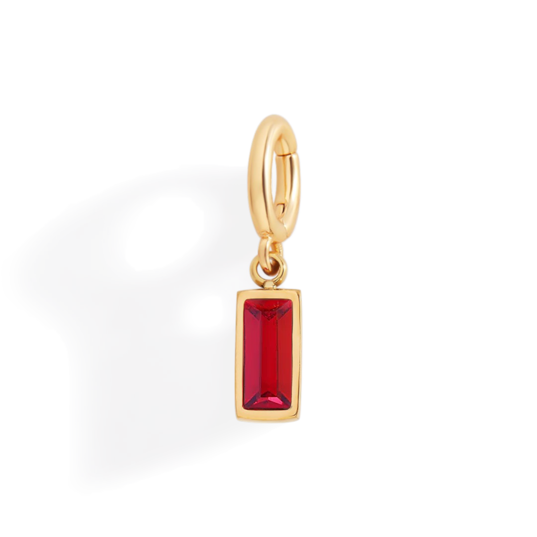 Charm delicado con piedra de nacimiento talla baguette