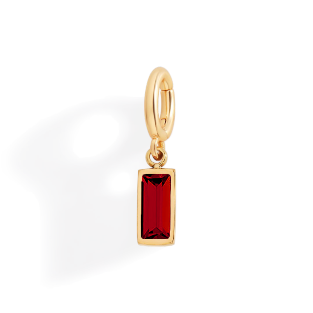 Charm delicado con piedra de nacimiento talla baguette