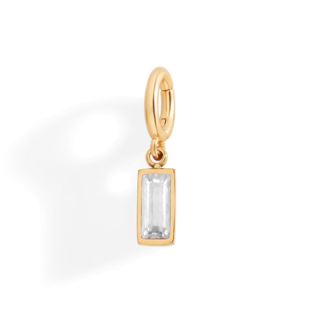Charm delicado con piedra de nacimiento talla baguette