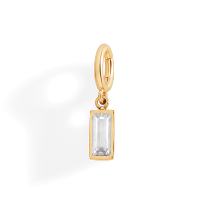 Charm delicado con piedra de nacimiento talla baguette
