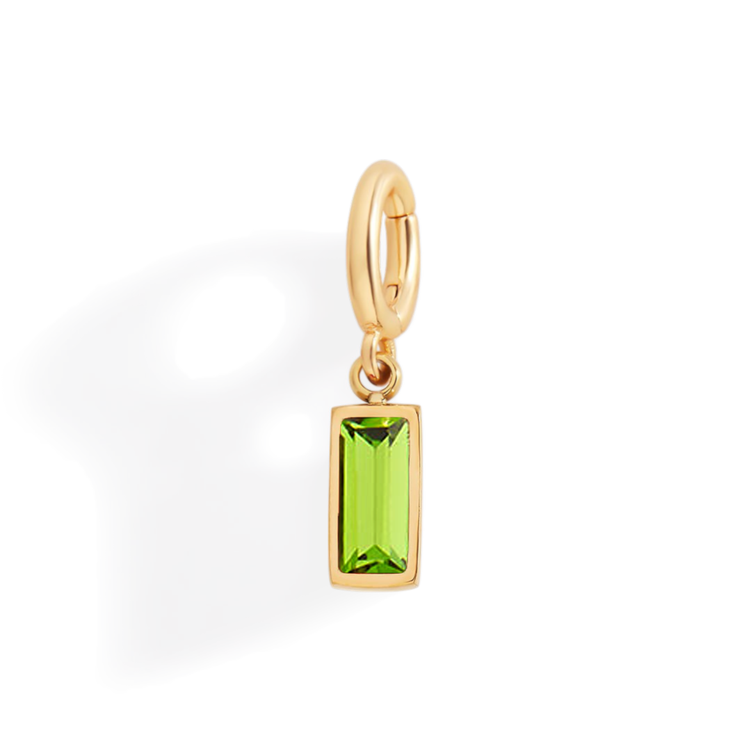 Charm delicado con piedra de nacimiento talla baguette