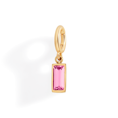 Charm delicado con piedra de nacimiento talla baguette