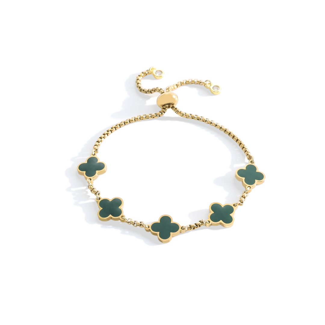 Pulsera esmaltada con trébol de cuatro hojas
