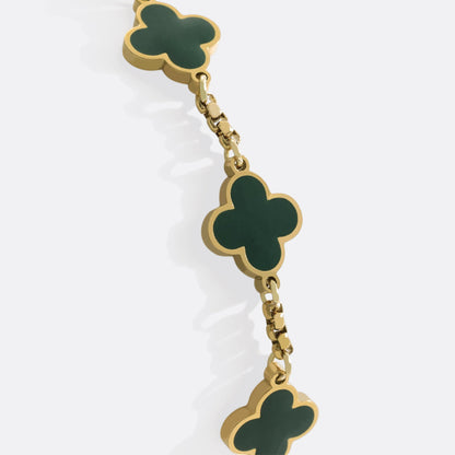 Pulsera esmaltada con trébol de cuatro hojas
