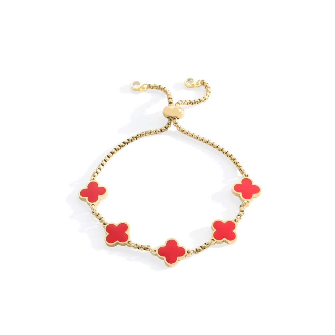 Pulsera esmaltada con trébol de cuatro hojas