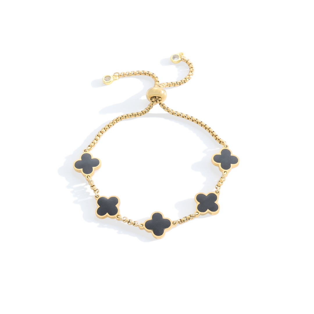 Pulsera esmaltada con trébol de cuatro hojas