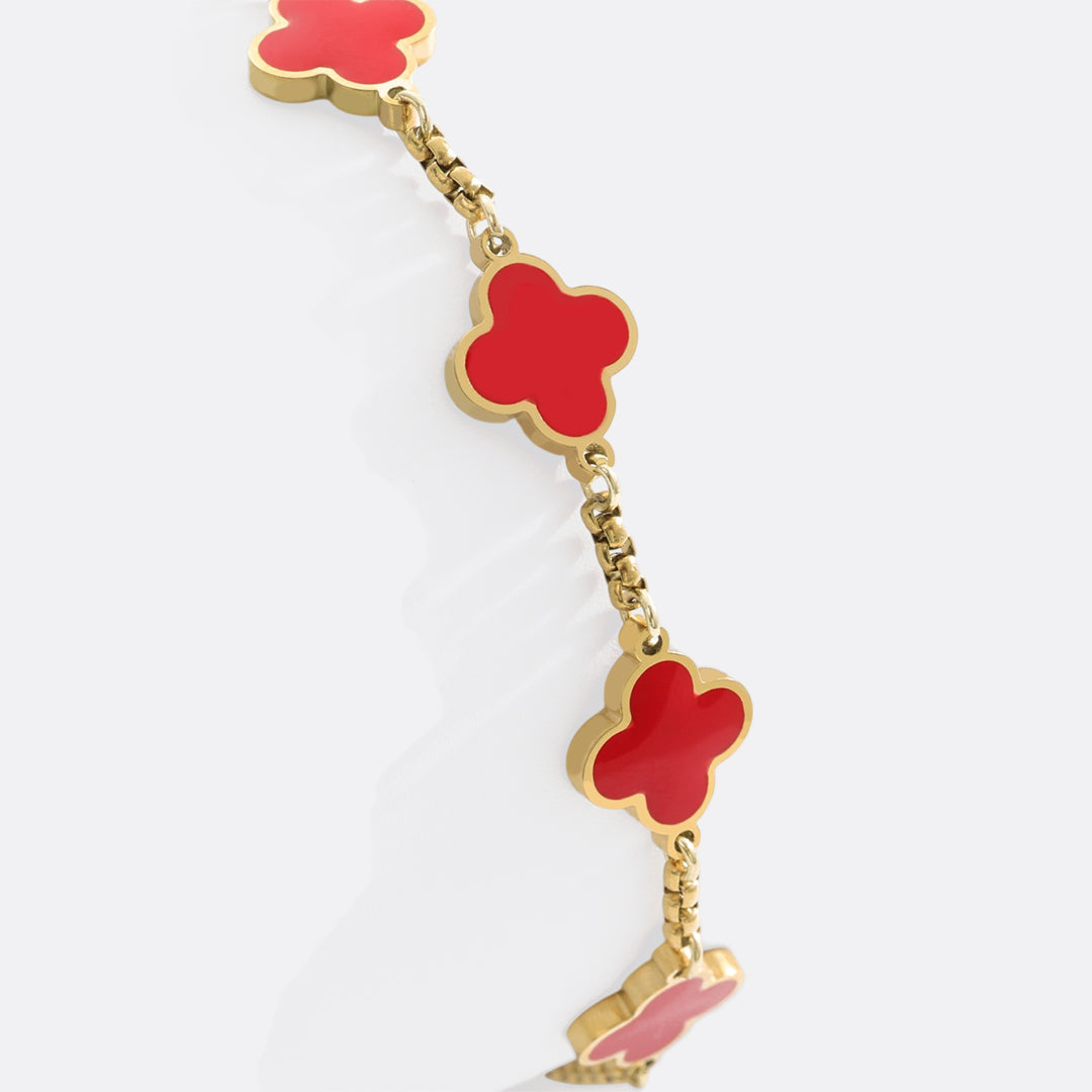 Pulsera esmaltada con trébol de cuatro hojas