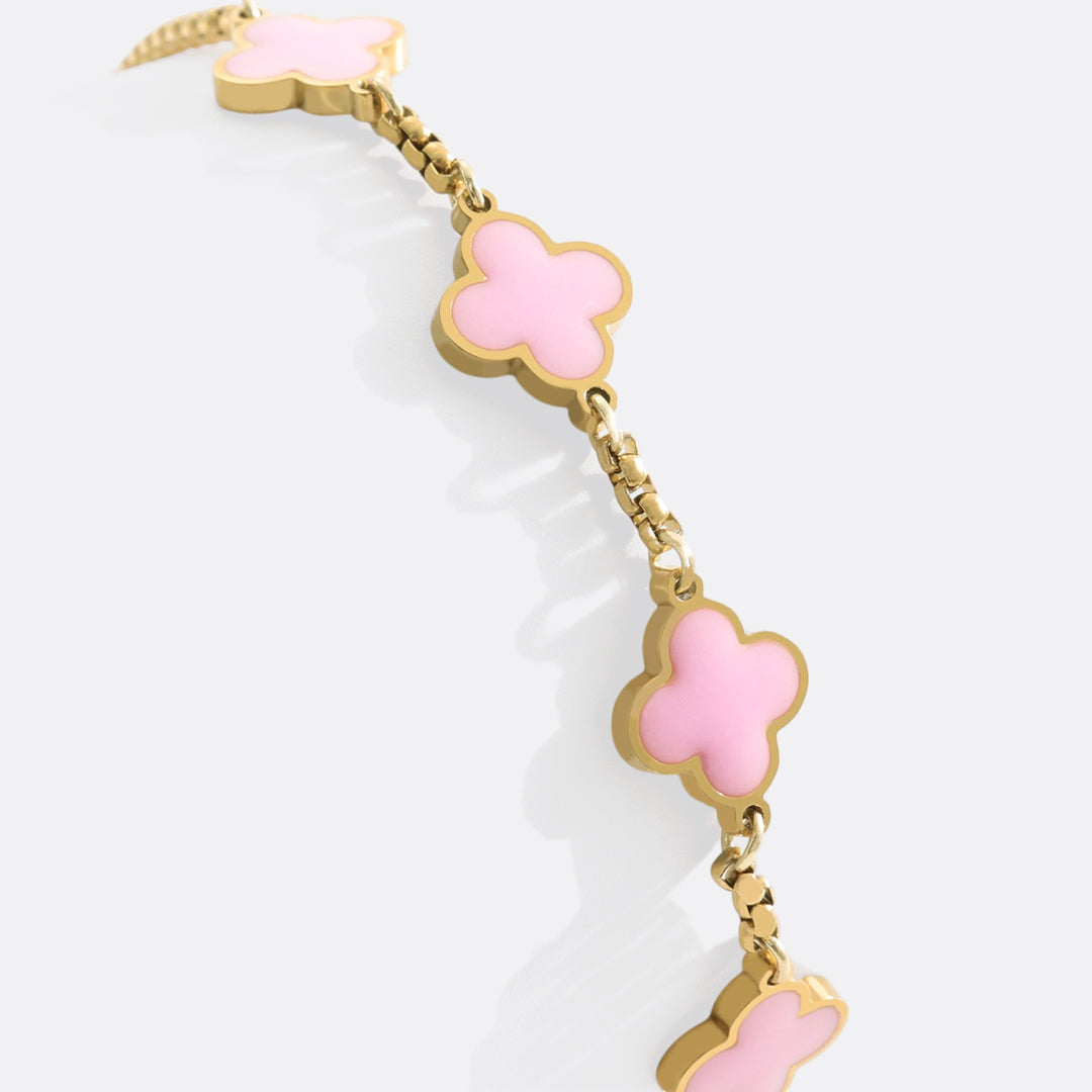 Pulsera esmaltada con trébol de cuatro hojas