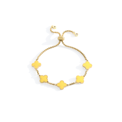 Pulsera esmaltada con trébol de cuatro hojas