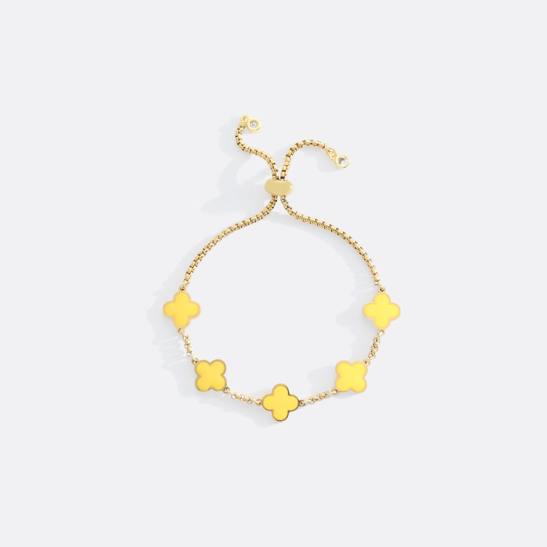Pulsera esmaltada con trébol de cuatro hojas