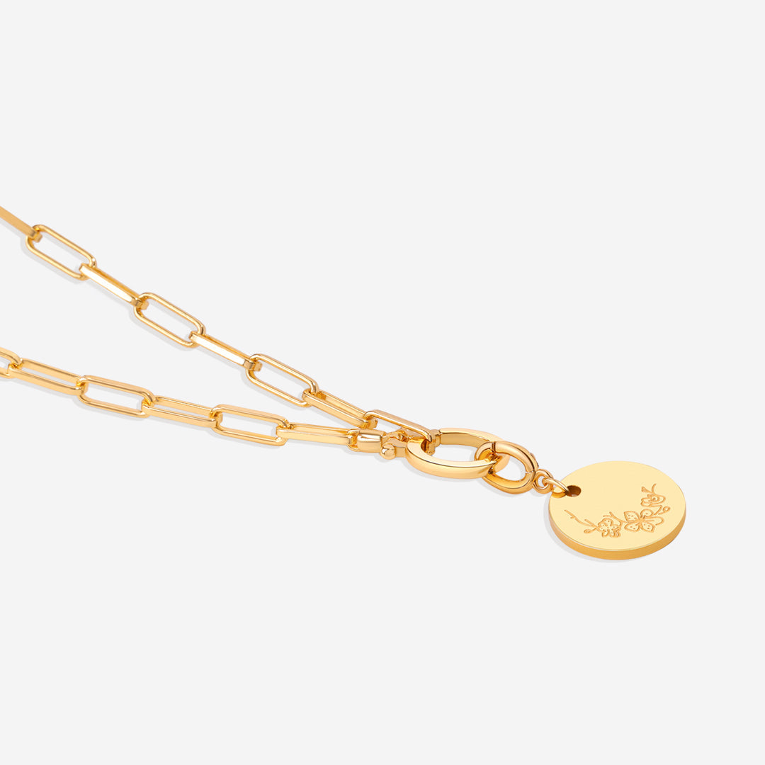 Charm de disco grabado con flor de nacimiento