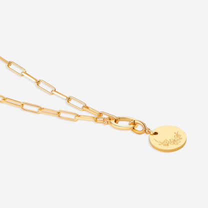 Charm de disco grabado con flor de nacimiento
