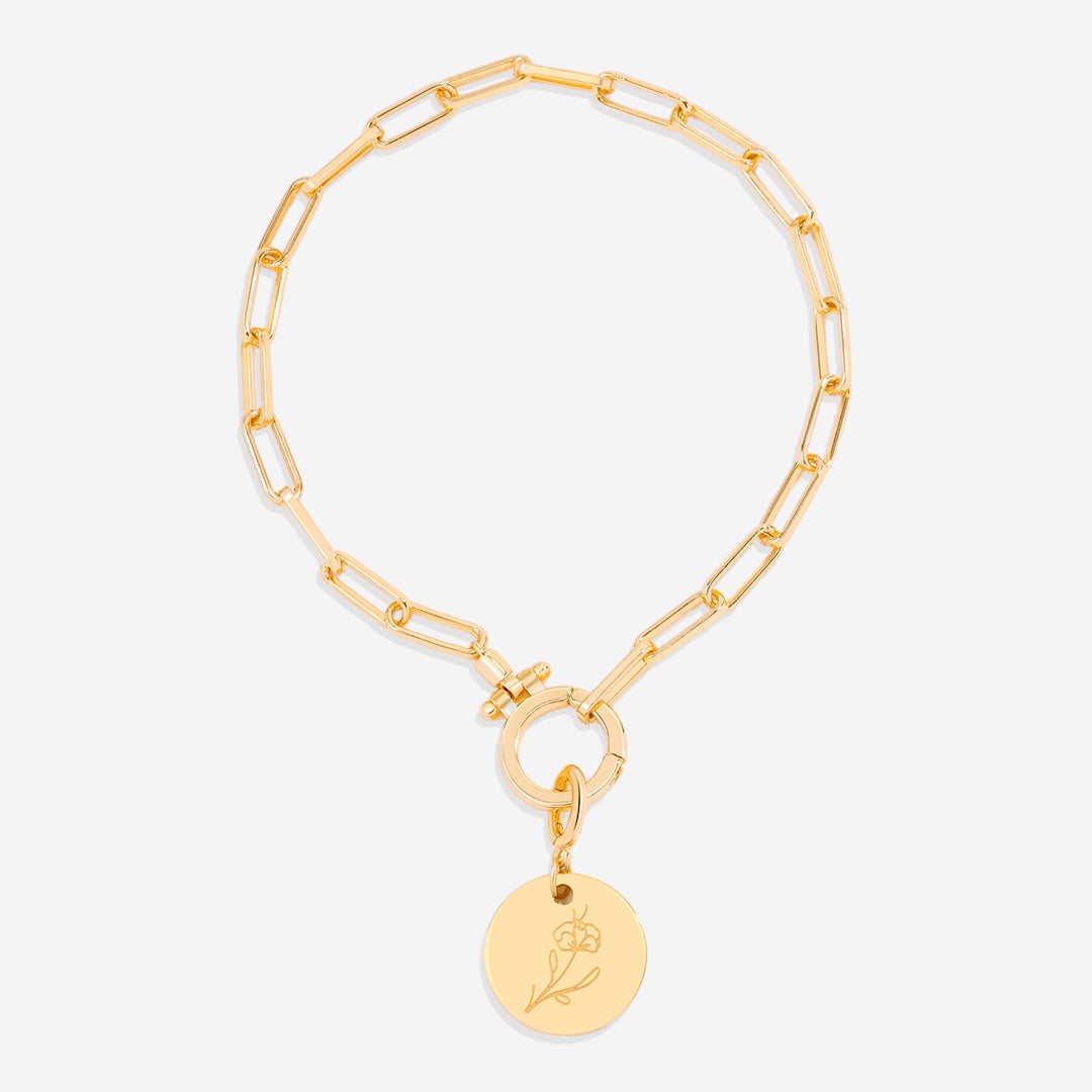 Charm de disco grabado con flor de nacimiento
