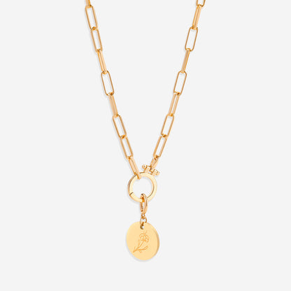 Charm de disco grabado con flor de nacimiento