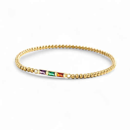 Personalized Baguette Birthstone Beaded Bracelet