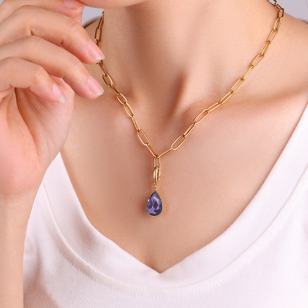 Charm de lágrima con piedra de nacimiento