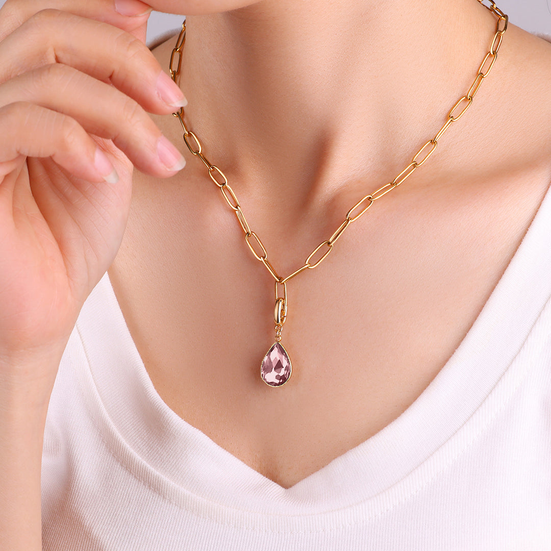 Charm de lágrima con piedra de nacimiento