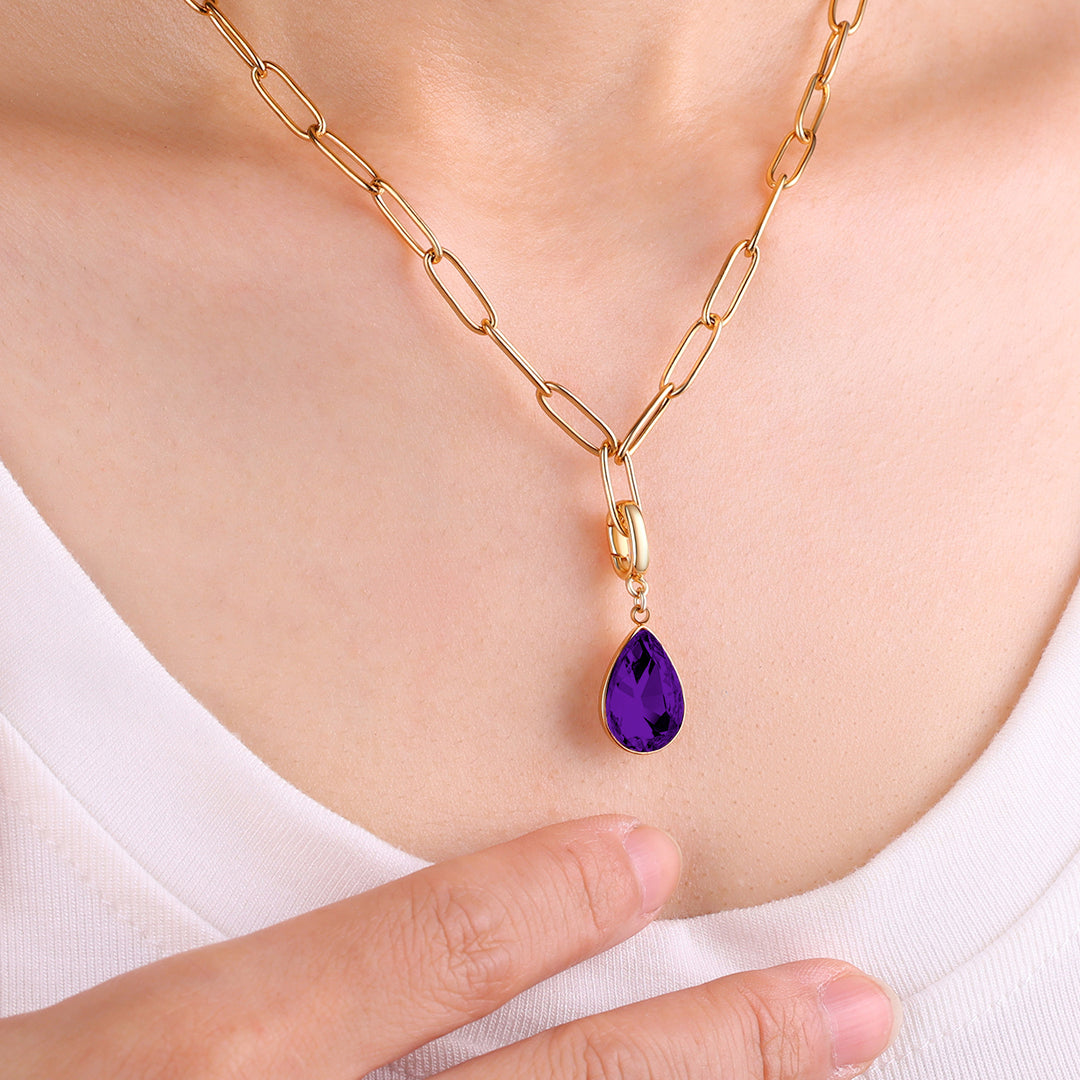 Charm de lágrima con piedra de nacimiento