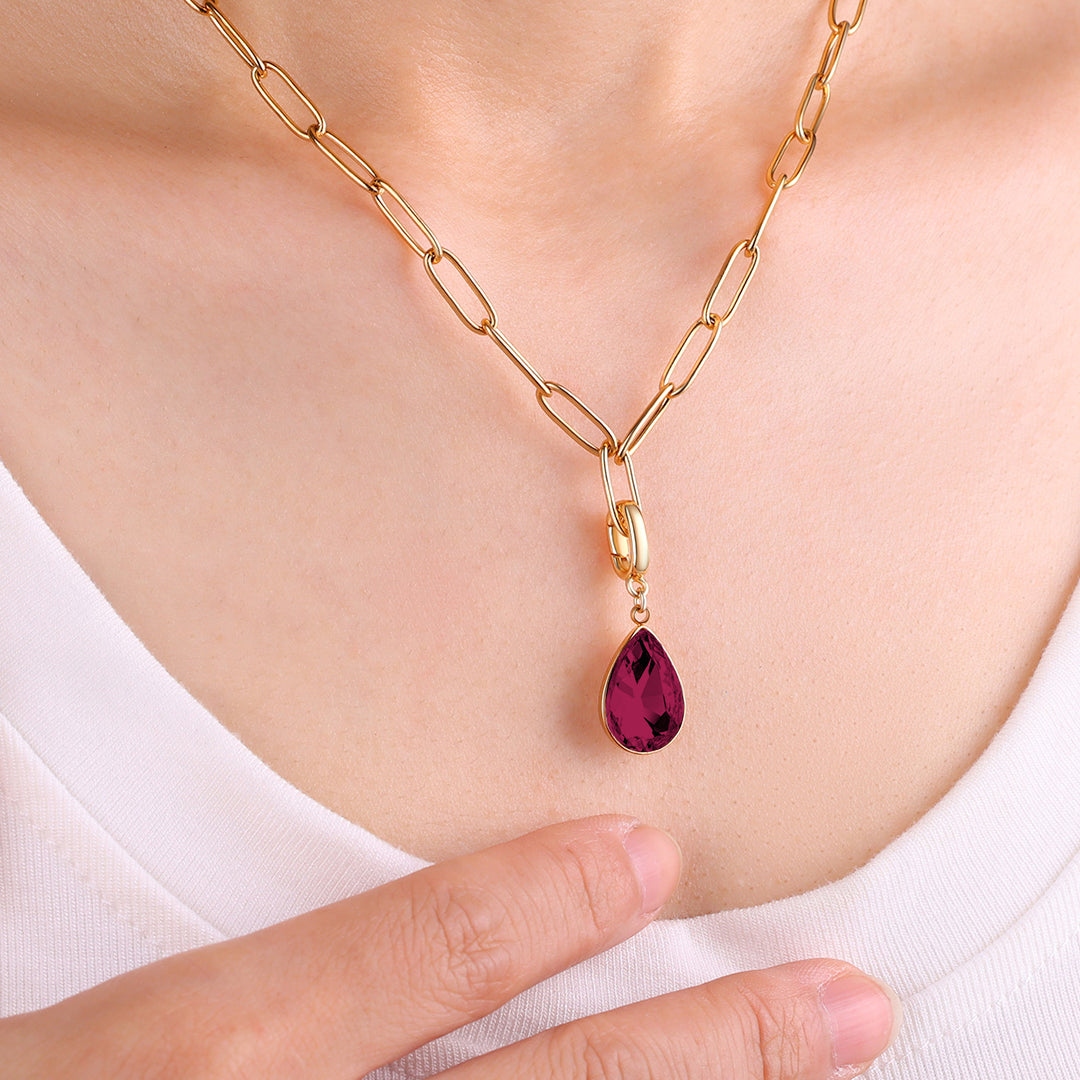 Charm de lágrima con piedra de nacimiento