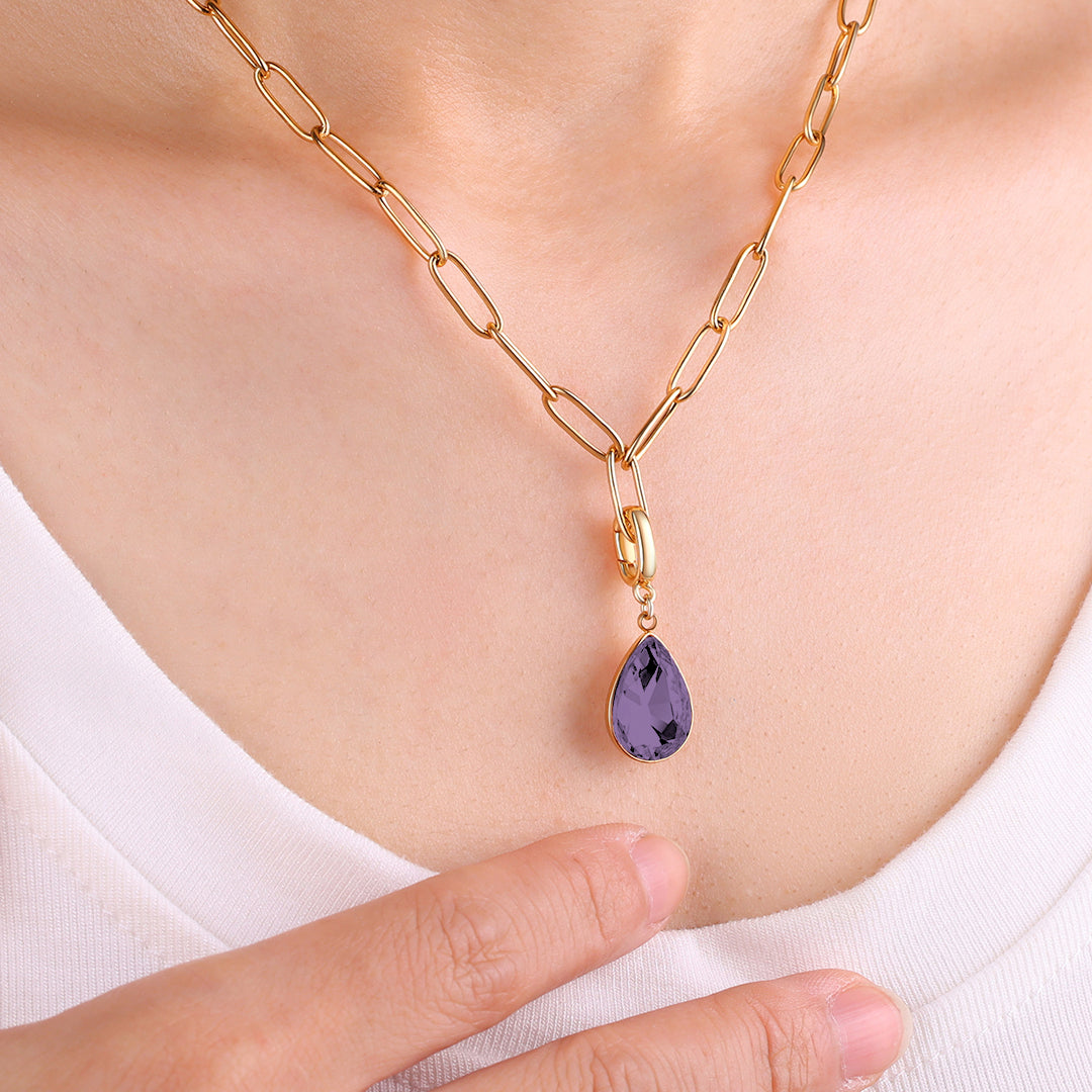 Charm de lágrima con piedra de nacimiento
