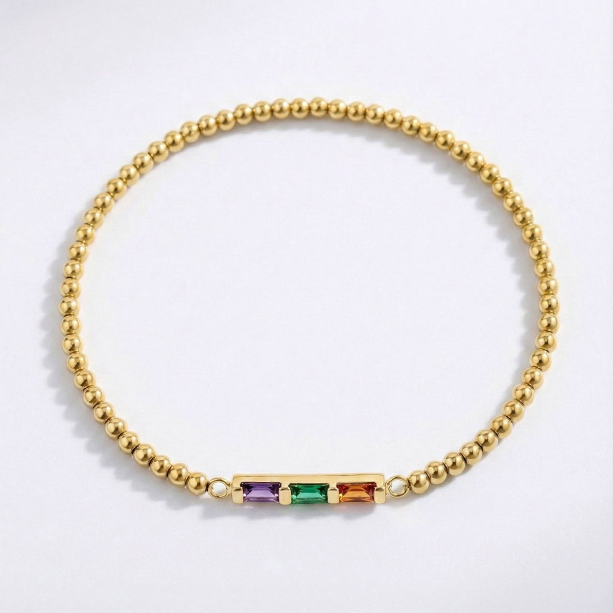 Personalized Baguette Birthstone Beaded Bracelet